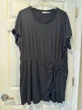 Calvin Klein Black Short-Sleeve Dress with Waist Tie